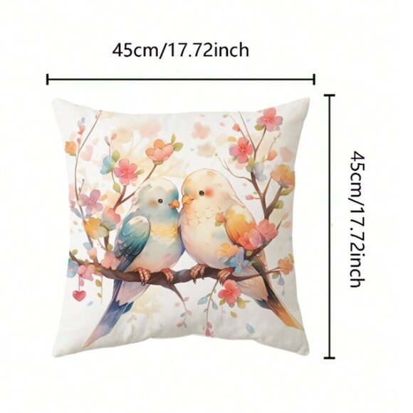 Bird Couple Pastel Pillow Cover 18 X 18 inch NWT - Picture 3 of 4